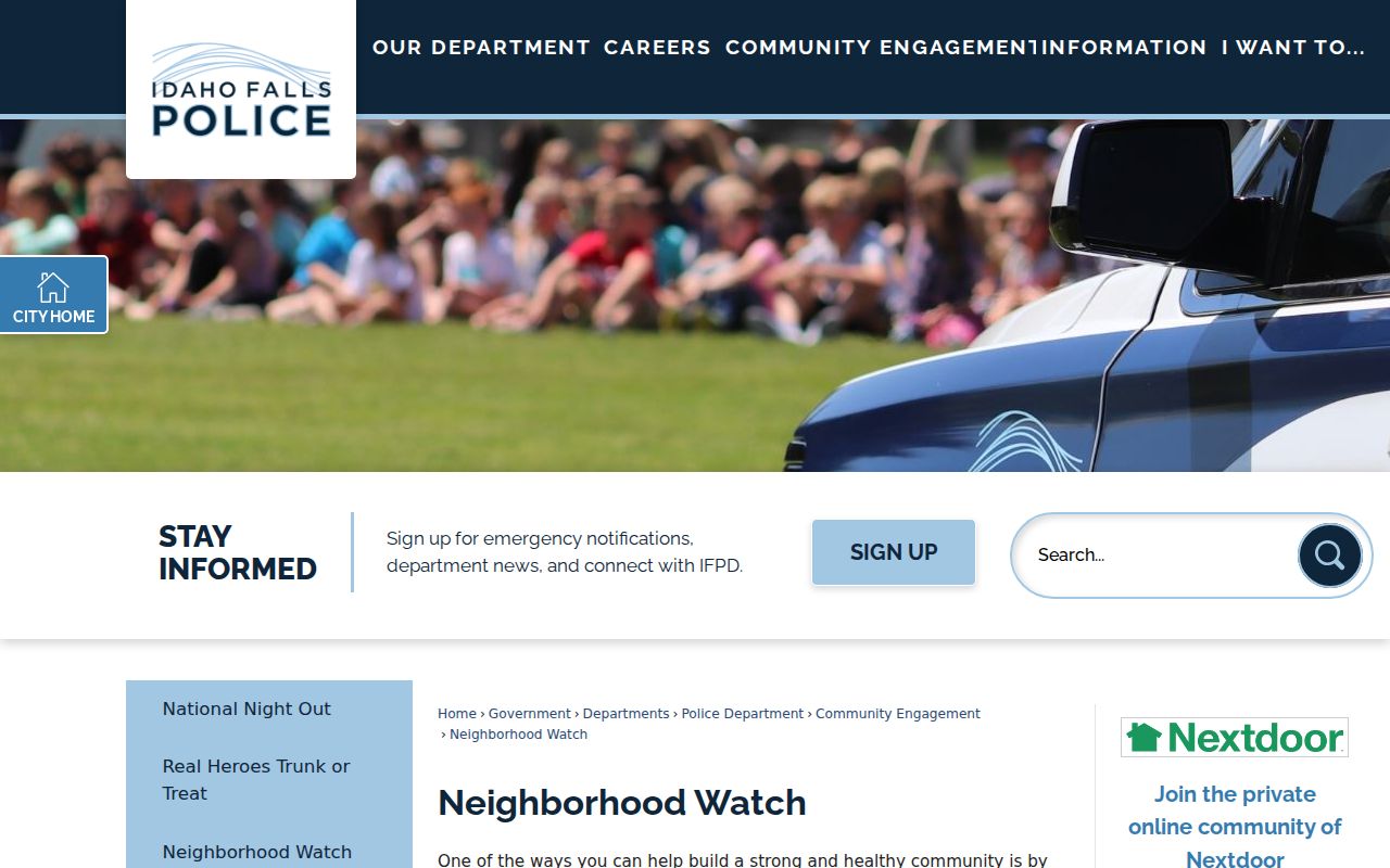 Idaho Falls neighbors Neighborhood Watch guidance