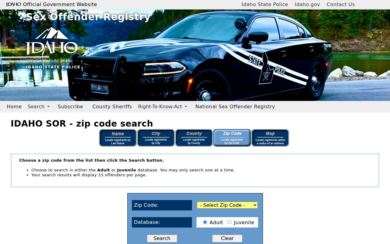 Idaho Falls resident lookup official Idaho registry ZIP search