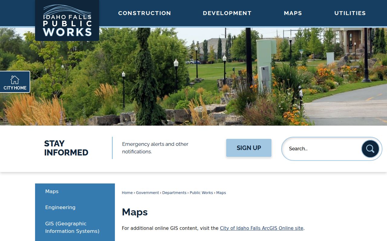 Idaho Falls city street and zoning map links for address research