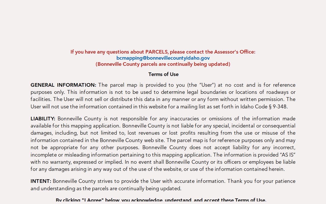 Bonneville County Parcel Viewer used for an Idaho Falls street directory search